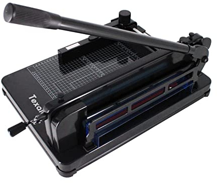 TEXALAN Heavy Duty Guillotine Paper Cutter - 400 Sheets Capacity, A4 12 Stack Paper Trimmer, Steel Base, Black