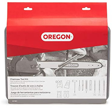 Oregon Premium Chainsaw Chain Sharpening Kit with Hard Case, Chainsaw Chain Sharpener with Files, Handles, Depth Gauge, Stump Vice, Felling Accessories (601981)