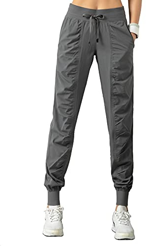 TOPLAZA Pantalones Verano Mujer Cintura Elástica Plisado Talle Alto con Bolsillos Cordones, Gris, XL