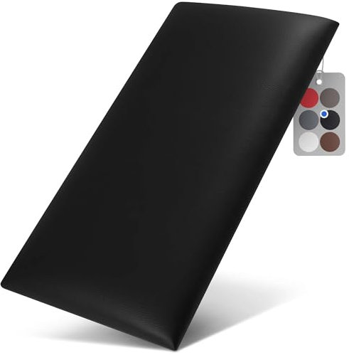 softwalls Wandkissen Leder mit 50mm Polsterung - Bett Kopfteil Wandpolster - Wandverkleidung - Wandpaneele | 60 x 30 Schwarz