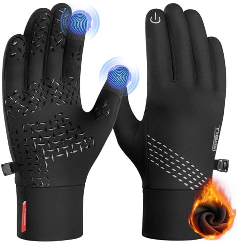PULIOU Handschuhe Herren Damen Winter Warme Fahrradhandschuhe Winterhandschuhe Fahrrad Handschuhe Sporthandschuhe Laufhandschuhe Touchscreen Winddichte rutschfest Elastisch
