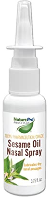 NaturePro - All-Natural Nasal Moisturizer Spray with 100% Pharmaceutical Grade Sesame Oil 0.75fl. to Soothe & Moisturize Dry Nose, Nasal Lubricant & Decongestant for Dry Nose Relief