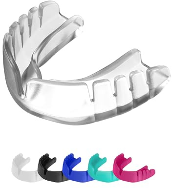 Opro New Snap-Fit Instant Level vuxen och ungdom sport tandskydd, tuggummi sköld för hockey, lacrosse, rugby, MMA, boxning och andra kontakter och stridssporter (klar, ungdom)
