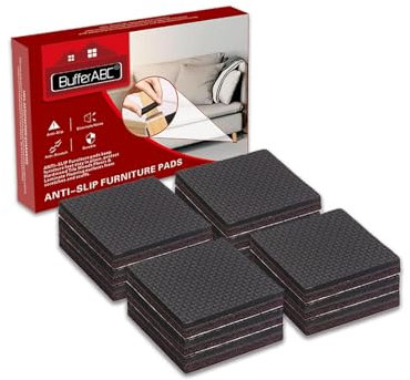 BufferABC Piedini Antiscivolo Gomma, 12pz 50mm Autoadesivi Tampone per Mobili - Quadrati Feltrini di Gomma Adesivi Gommini per Sedie per Fissaggio dei Mobili e Proteggere del Pavimento