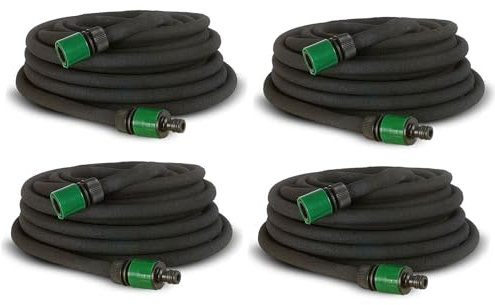 BURI 4x Perlschlauch 60 m (4x15 m) für gleichmäßige Bewässerung – verbessertes Modell 2025 – ideal für Hecken, Beete, Gemüse & Obststräucher – langlebiger Tropfschlauch.
