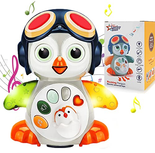 Afufu Krabba musikleksak baby 12 månader, krypleksak sensor interaktiv krypande barnleksak, babyleksak med musik och ljus, födelsedagspresent för barn 1 år pojke flicka