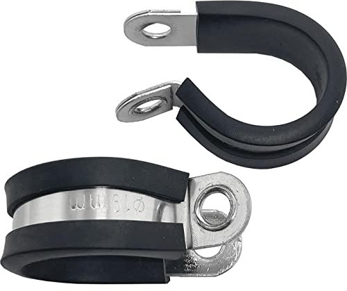 Lumonic 5x fascette per tubi da 19mm con inserto in gomma in acciaio inox V2A I fascette per cavi per avvitare I fascetta per tubi da 19mm, fascette p