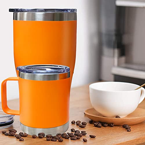 Duffy 20oz Insulated Stainless Steel Tumbler Double Wall Vacuum Insulated Travel Coffee Mug Set with Lid, Powder Coated Leak-Proof Great for Ice Drinks and Hot Beverage - Orange