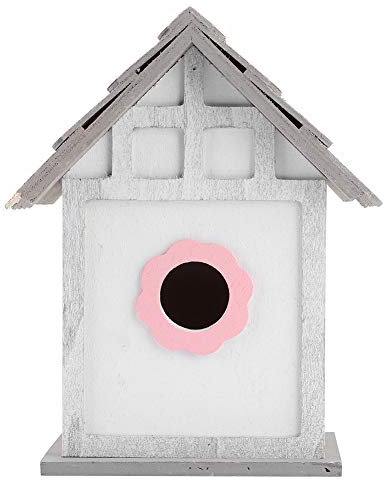 Rosa Vogelhaus aus Holz DIY Holz Vogelhäuser mit Kleinem Ständer Vogelhäuschen für Draußen Geeignet für Kleine Vögel, Schwalben, Papageien(19x16x12cm/7.5x6.3x4.7in)
