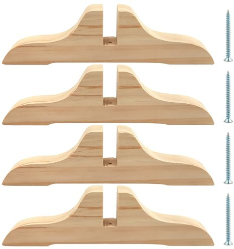 4pcs Folding Room Divider Stand, Wooden Screen Holder With Screws, Privacy Partition Feet for Hotel Home Office (Wood Color)