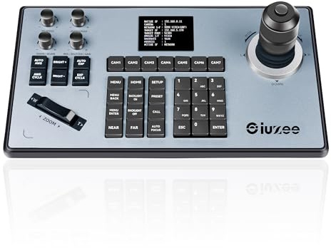 iuZee PTZ Camera Keyboard Controller 4D Joystick PoE IP PTZ Controller with LCD Screen for Meeting Church Live Streaming Education RS422/RS485/RS232/RJ45, Support VISCA, NDI, PELCO-P, PELCO-D