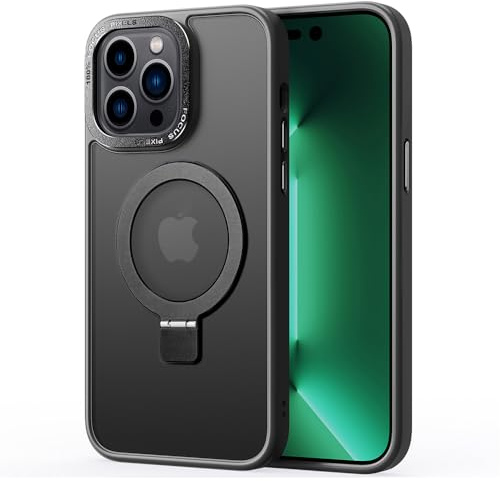 2NSPDRGNI Magnetisch Hülle für iPhone 11 Pro Max,Durchscheinende Matt Schutzhülle Magnetring Handyhülle mit Unsichtbar Ständer,Schwarz