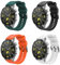 TiMOVO 22mm Strap Compatible with Huawei Watch GT 4 46mm/GT3/GT3 Pro 46mm/Watch 4/4 Pro/3/3 Pro/GT 46mm/GT2/GT2 Pro/GT2e, 4Pcs Silicone Bracelet Sport Strap, Black+Orange+Dark Green+White