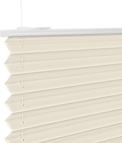 Plissee ohne Bohren Beige 35x110cm Plissee Klemmfix Version Plisseerollo Sichtschutz und Sonnenschutz Blickdicht Easyfix lichtdurchlässig Rollo für Fenster & Tür