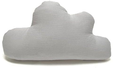 Blausberg Coussin nuage personnalisé, cadeau pour bébé, avec nom et date de naissance pour la naissance, le baptême - Mousseline gris clair - Matériaux certifiés Oeko-Tex Standard 100