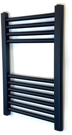 Greened House Black Straight Heated Towel Rail W400mm x H600mm Flat Central Heating Towel Rail Bathroom Radiator