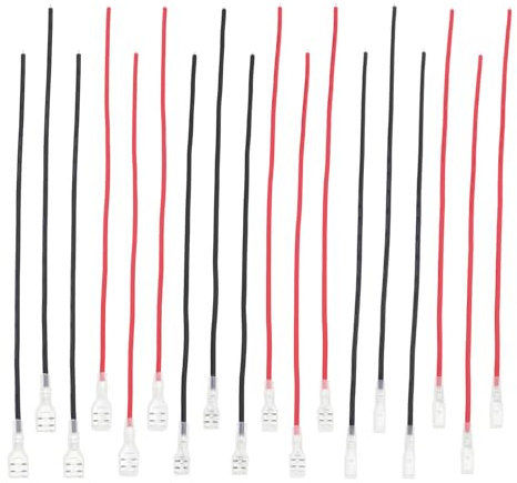 ECSiNG 60 Stück 2,8 mm 4,8 mm 6,3 mm Schwarze Und Rote Schnellspleiß-Flachstecker-Crimp-Anschlussklemme mit Isolierhülse Und 20cm Draht für Elektrische Verkabelung