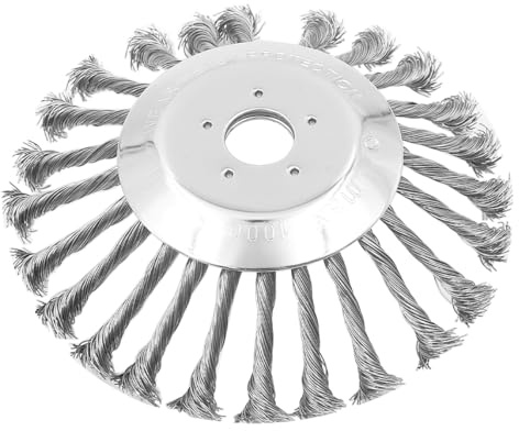 Hsthe Sea Tête de Coupe-Herbe de 8 Pouces pour Tondeuse à Gazon de Jardin, tête de Brosse métallique avec Fil noué, Roue Universelle en Fil d'acier Solide pour Le Remplacement de la Fixation