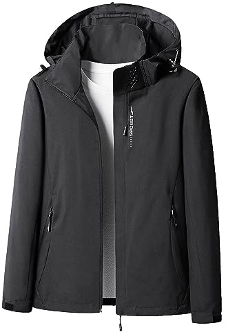 KHIRVWL Parka da Donna Leggero Soft Shell Giacca da Trekking Lunga Impermeabile Antivento Soft Shell Giacca a Vento con Cappuccio per Escursioni in Montagna Pioggia Giacca Lunga Softshell Cappuccio