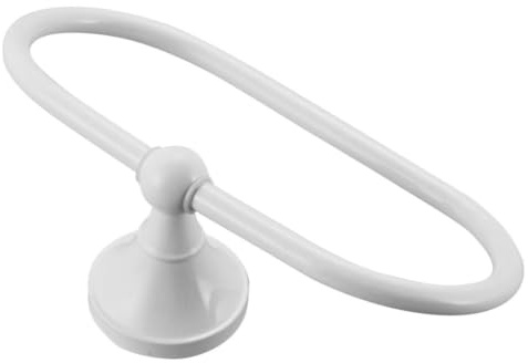 Artibetter Bagno Accessori Ovali Portasciugamani a Muro Bianco, Anello per Asciugamano, Salvaspazio e Facile da Installare