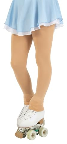 CALZITALY Medias para patinaje artístico para niñas, medias sin pies, leggins para patinaje, leggins opacos, 80 DEN, fabricadas en Italia, color carne, 4-6 años