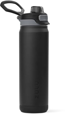 ZULU Powerfill Pro 24oz Stainless Steel Water Bottle with Quick Fill Lid, Triple Walled Vacuum Insulated Metal, Leak Proof Locking Lid, Sip and Chug, Reusable BPA Free, Black