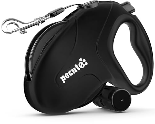 Pecute Guinzaglio Retrattile per Cani 10M (Fino a 50 Kg), Guinzaglio per Cane con Guinzaglio Esteso Senza Grovigli a 360°, Impugnatura Antiscivolo e Pulsante di Freno Rapido