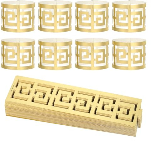 QUARKZMAN 50 Set di 50 Anelli per Tovaglioli d'Oro Oro Porta Tovaglioli | per Matrimoni Feste Ristorante Tavolo Serviette, Anello per Tovaglioli di Carta, Geometrico, Monouso