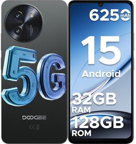 DOOGEE Note 59 Mobile Phones, 5G Smartphone, Android 15 Phone, 32GB+128GB/2TB, 6250mAh, 6.75 HD+ 120Hz Android Phones, Dual SIM Free Unlocked Mobile Phone, Widevine L1, Face ID, BT5.0/OTG/NFC