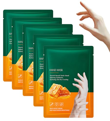 Mascarilla de Manos 5PC, Mascarilla Hidratante de Manos, Hidratación y Nutrición, Cuidado de la Piel, Cuidado de Manos, Esencia de Manos, Hidrata y Fortalece Tu Piel, Mejora Textura de la Piel, serum