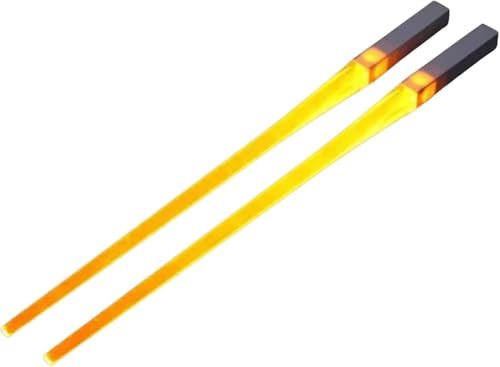 1 Paar leuchtende Essstäbchen, Lichtschwert-Essstäbchen, mit LED-Licht, wiederverwendbares Geschirr, für Zuhause (orange)