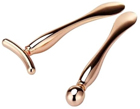 2-teiliges Gesichts-Augenmassagegerät-Set, Gesichtsstraffung, Beseitigung von Tränensäcken, Metall-Massagestab, Augencreme-Applikator, Hautpflege-Tools