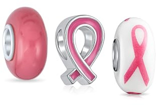 Bling Jewelry Set Aus Drei Brustkrebs Überlebenden Rosa Schleife Solide Abstandshalter Perlen Charm Für Frauen Für Teenager Passend Für Europäisches Armband Murano Glas .925 Sterlingsilber