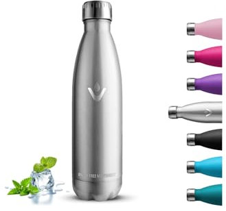 Borraccia Termica, Borraccia 750 ml, Senza BPA, Borraccia Acciaio Inox, Senza Perdite, Borracce Termiche, Mantiene Caldo per 12 Ore/Freddo 24 Ore, Borracce per Scuole, Campeggio, Corsa, Uffici, Sport