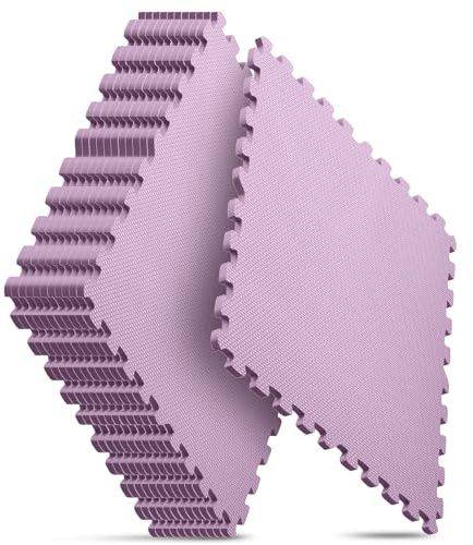 Home Gym Mat, Puzzle Exercise Mat, EVA Interlocking Foam Floor Tiles for Home Workout Equipment and Kids' Play Areas - Blue, 24 in x 24 in x ½ in - (Pink, 12 Pack (48 SQ FT))