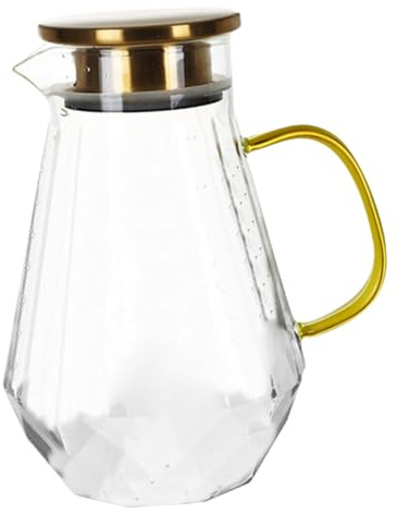 TOYANDONA Heat-resistant Glass Water Pitcher with Lid and Spout Multipurpose High Borosilicate Beverage Kettle for Chilled Water Juice Milk and Cold Drinks Transparent Household Carafe with