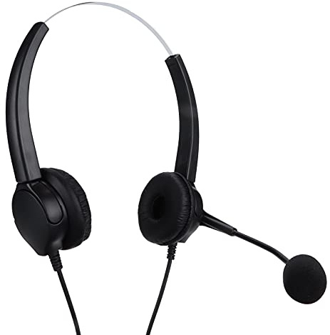 KIMISS Auriculares Telefónicos Omnidireccionales para Oficina de Negocios Auriculares con Cable para Centro de Llamadas con Teléfono para Uso Profesional (VH530D-RJ9 (Ambos oídos))