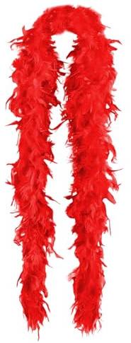 SNBUHA Boa di Piume, Soffici Accessorio per Costume, Tacchino Sciarpa di Piume per Feste Festival Orgoglio Halloween Natale Carnevale Cosplay, Rosso 2m, 40g
