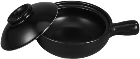 FESTFENDS Pentola di Terracotta Donabe 600ml con Coperchio, Pentola in Ceramica Giapponese per Riso, Porridge e Zuppe, Resistente Alte Temperature, per Cucine Asiatiche e Viaggi