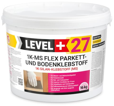 LEVEL+27 - Adhesivo flexible para parqué, corcho y suelos de madera (1 K-MS, 16 kg)