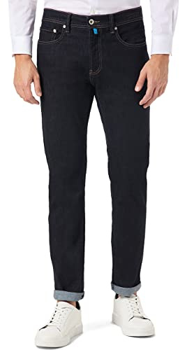 Pierre Cardin raka jeans för män, blå/svart Stonewash 8007 6801, 40W / 32L