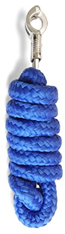 Führstrick mit Panikhaken für Pferd - Anbindestrick in verschiedenen stylischen Designs, Führleine, Anbindeseil Pony, Esel, Ziege (Blau)