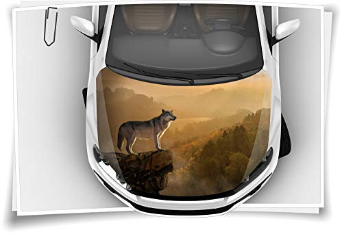 Medianlux Motorhaube Auto-Aufkleber Wolf Wildnis Wald Berge Natur Steinschlag-Schutz-Folie Airbrush Tuning Car-Wrapping Luftkanalfolie Digitaldruck Folierung