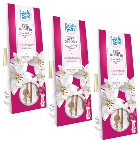 Fresh & More Duftvase Raumduft Diffuser (3er Pack) Lilienstrauss 35ml