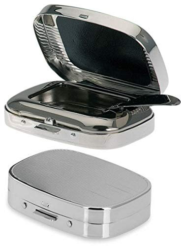 SILBERKANNE Taschenaschenbecher Taschenascher 6,5x5x1,5 cm Premium Silber Plated edel versilbert in Top Verarbeitung