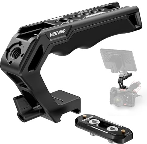 NEEWER Top Handle et Rail NATO Kit, Confortable en Silicone avec Pince NATO à Dégagement Rapide, 3 Fixations Griffe Flash, Filetages 1/4, 3/8 & Arri, Compatible avec SmallRig Cages Video Rigs, CA008