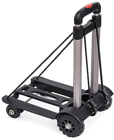Carro de Equipaje de 4 Ruedas, Carro Plegable de 4 Ruedas, Carro de Mano Plegable de Aleación de Aluminio, Carro de Equipaje para Compras, Comestibles, Equipaje, Viajes,