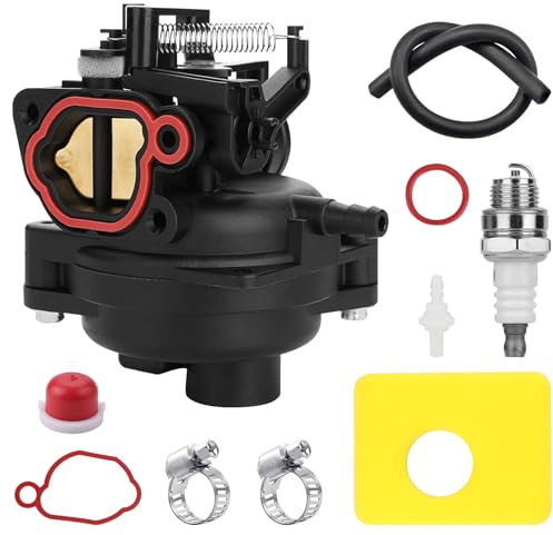EXLECO Austausch des Vergaserluftfilters, Kompatibel mit 799583 595656 591979 591160 Motor, Rasenmähervergaser Rasenmäher Motor Vergaser Rasenmäher Ersatzteile mit Zündkapsel Zündkerze Benzinschlauch