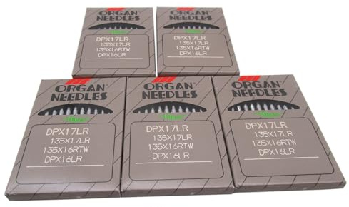 Organnål i CKPSMS klar plastlåda – 50 st DPX17LR 135 x 16RTW DPX16LR lädernål för industriella promenadfotmaskiner (nålstorlek: 16/100)