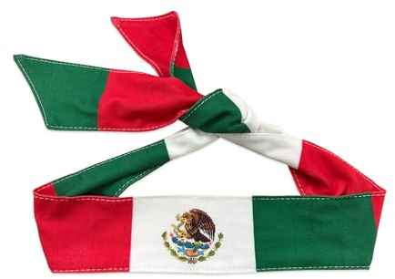 hhdatc Mexican Country Flag Tie Headband with National Flag,Banadan Mexico Headband for Men Soccer, Tennis, Workout, Costume